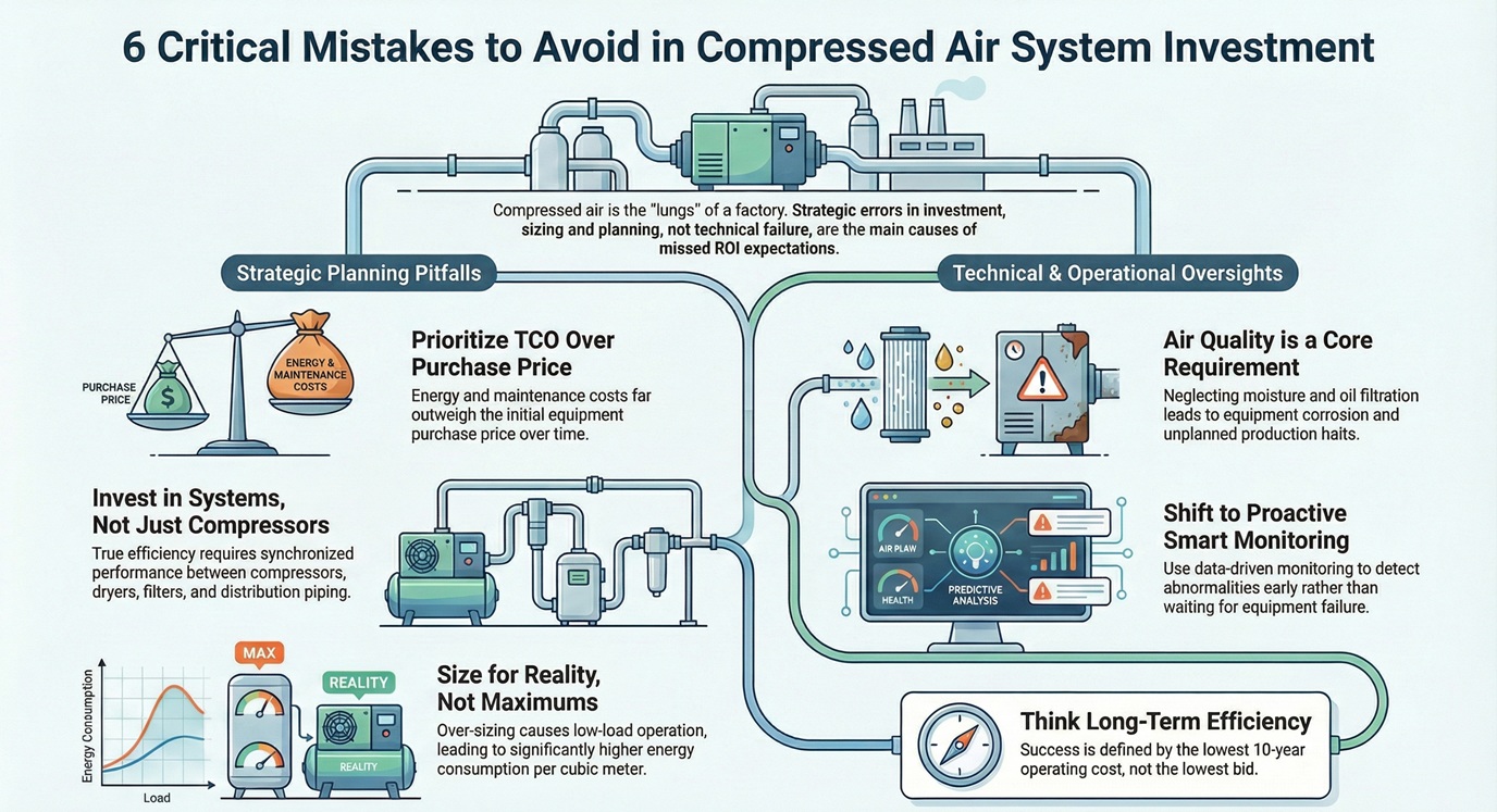 5 sai lầm phổ biến khi đầu tư hệ thống khí nén trong nhà máy