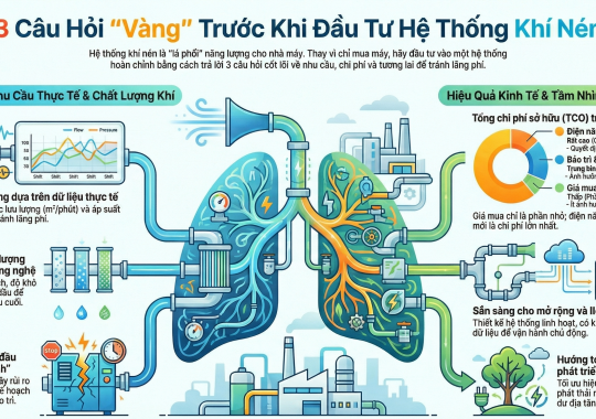 Hệ thống khí nén là “lá phổi” của nhà máy: 3 câu hỏi phải trả lời trước khi đầu tư